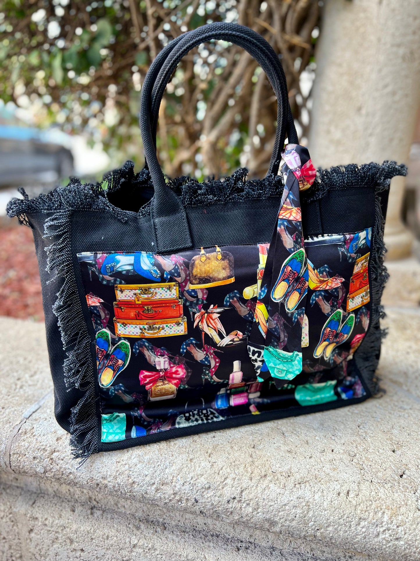 Tote Bag / Black/ Black Eclectic Designer - Stacy Bradley Design
