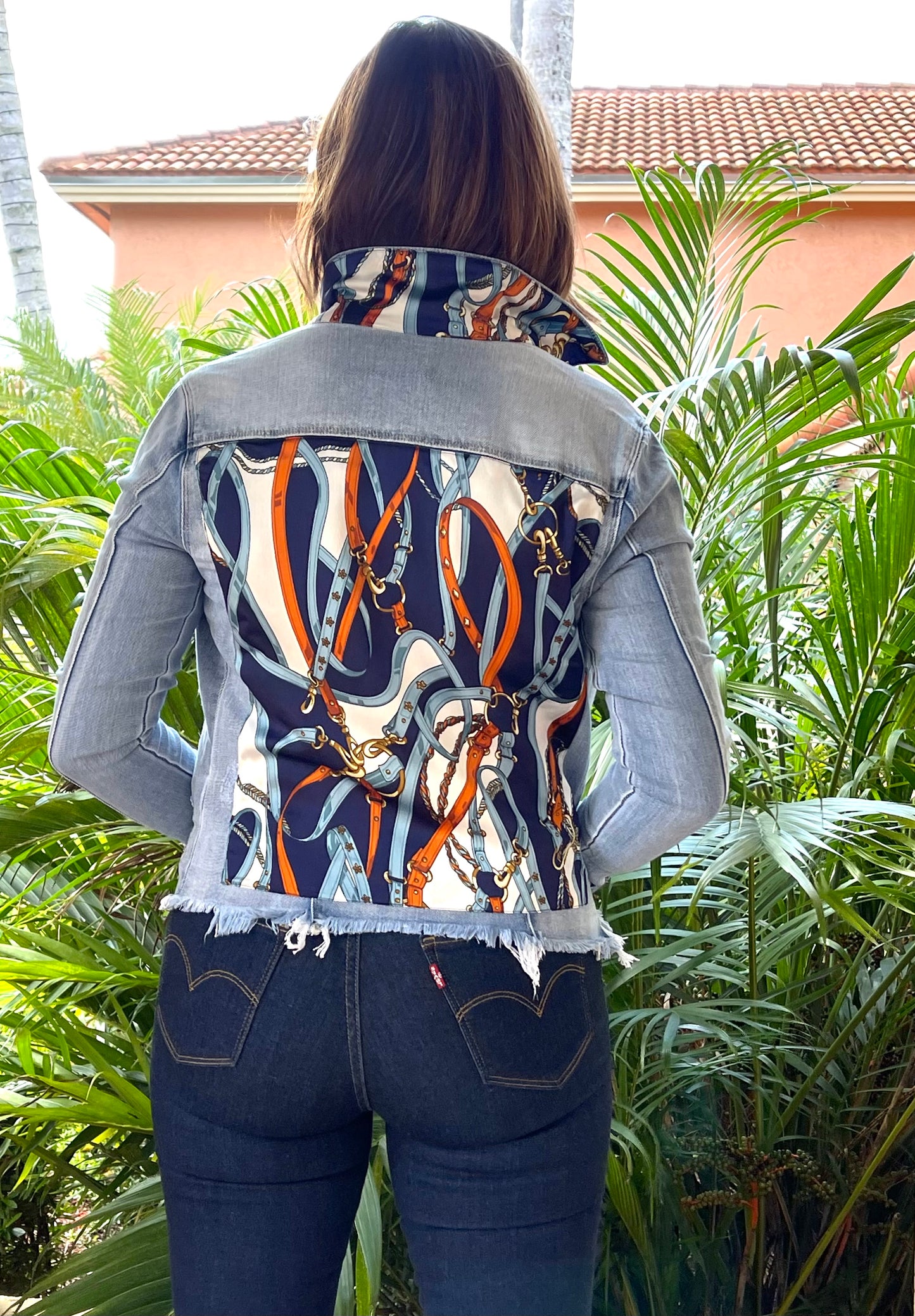 The Light Denim Jacket / Navy Straps - Stacy Bradley Design