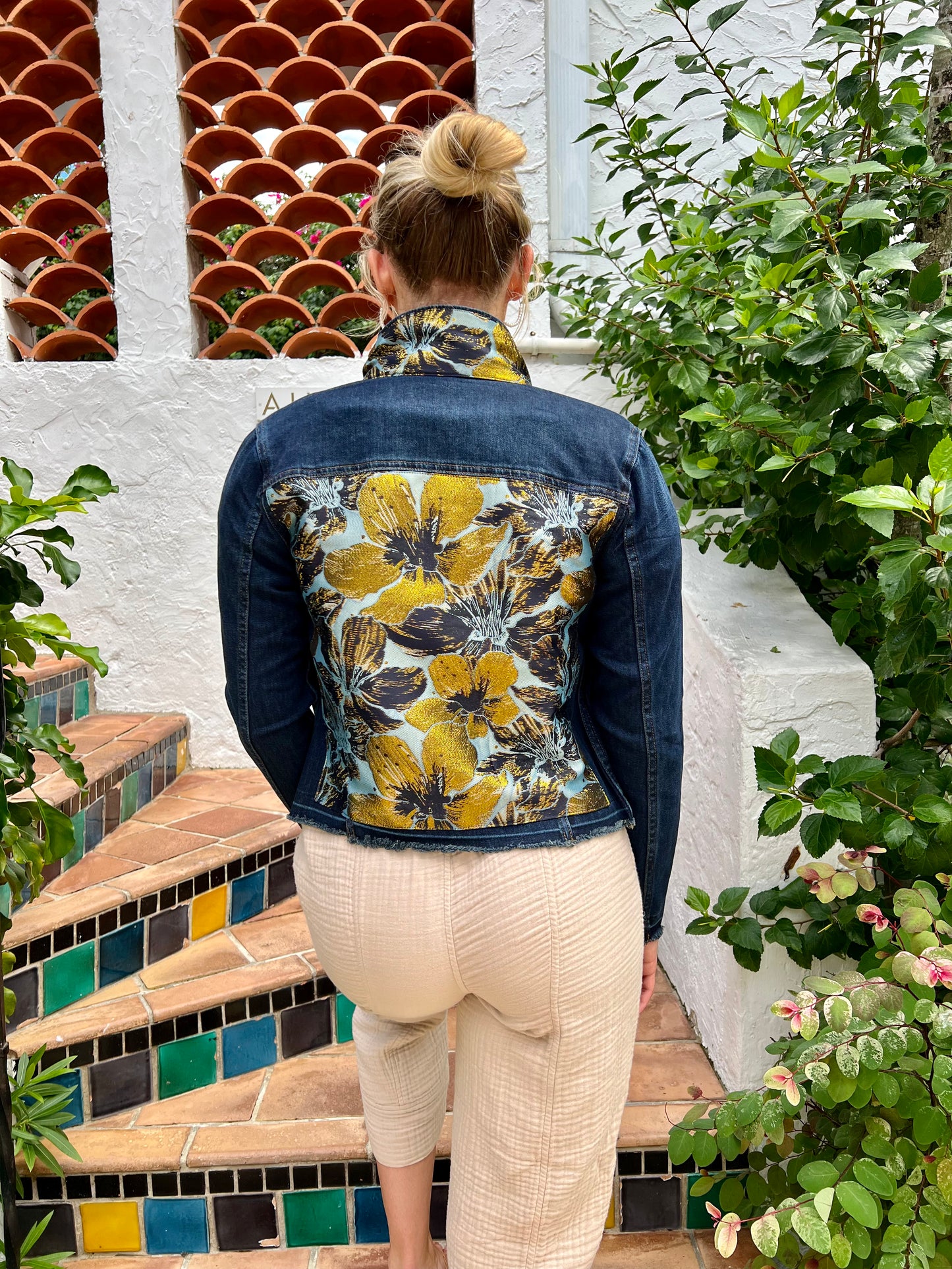 The Dark Denim Jacket / Golden Flower / Wholesale - Stacy Bradley Design