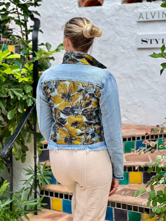 The Light Denim Jacket / Golden Flower - Stacy Bradley Design