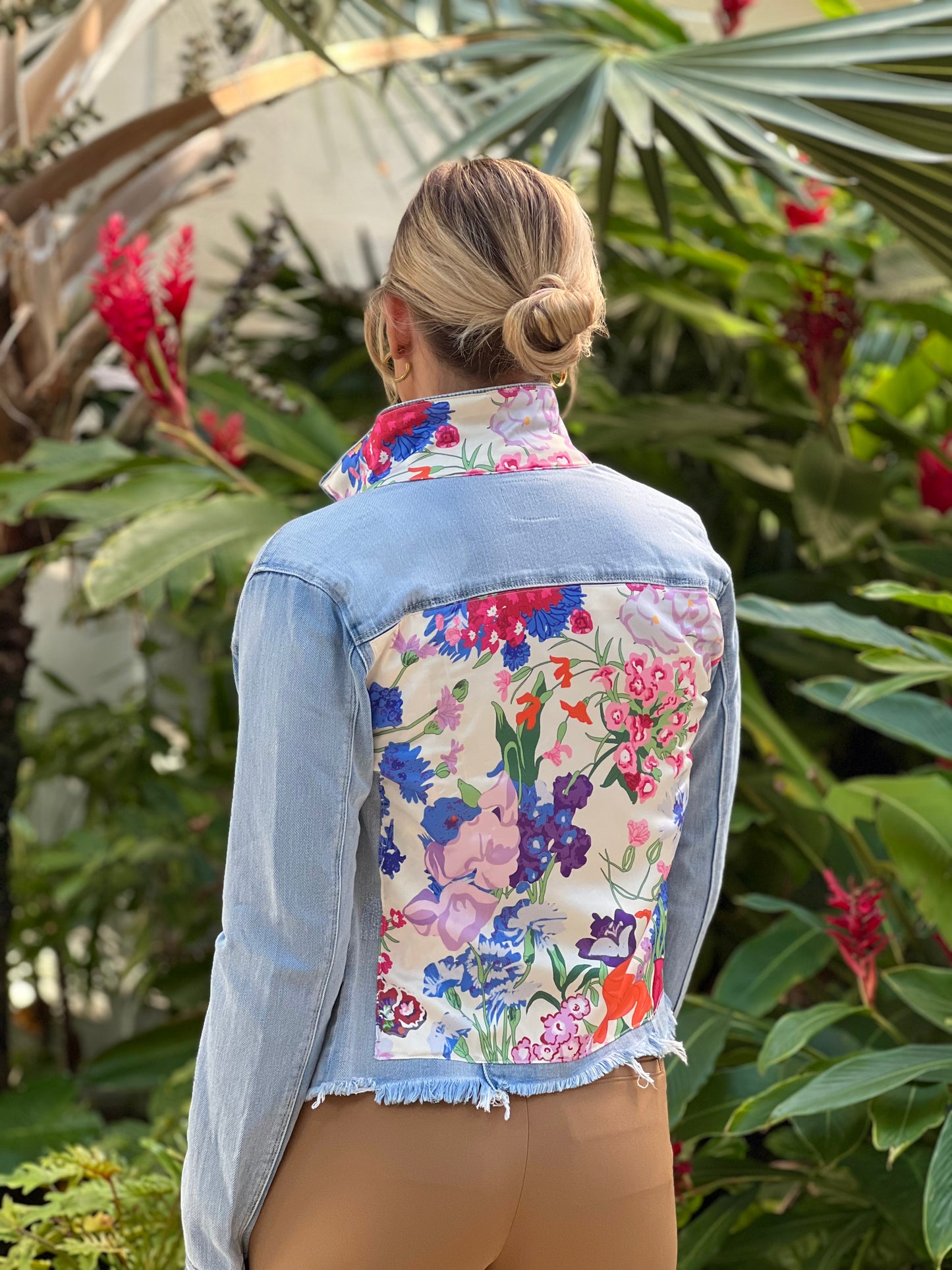 The Light Denim Jacket / Designer Inspired Flowers - Stacy Bradley Design