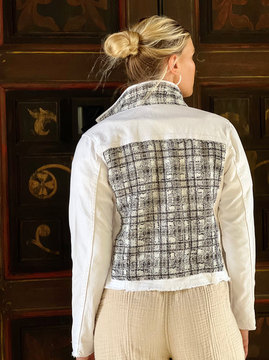 The White Denim Jacket / Gray and Silver Tweed - Stacy Bradley Design