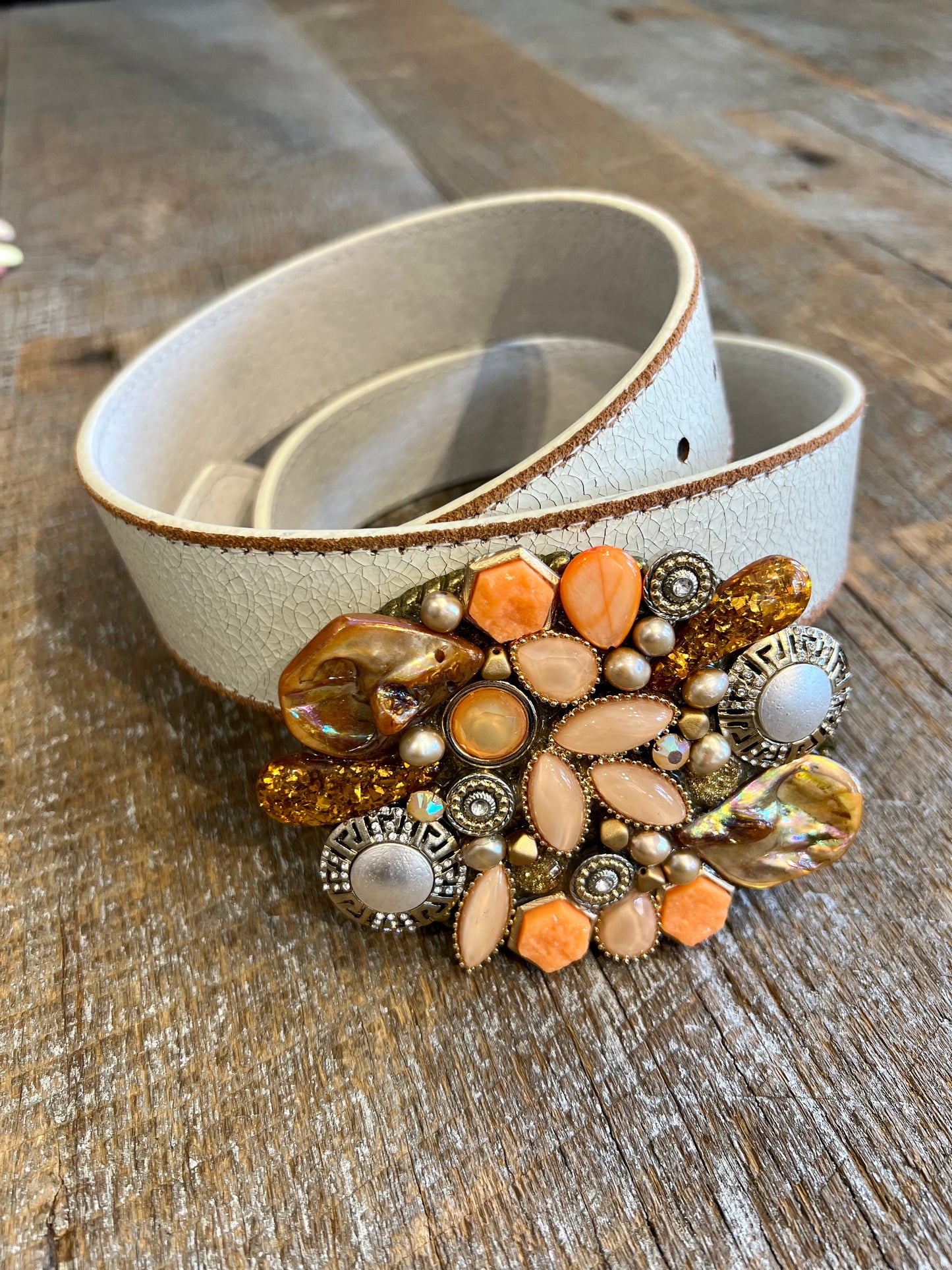 Belt Buckle / Mosaic Shades of Orange - Stacy Bradley Design