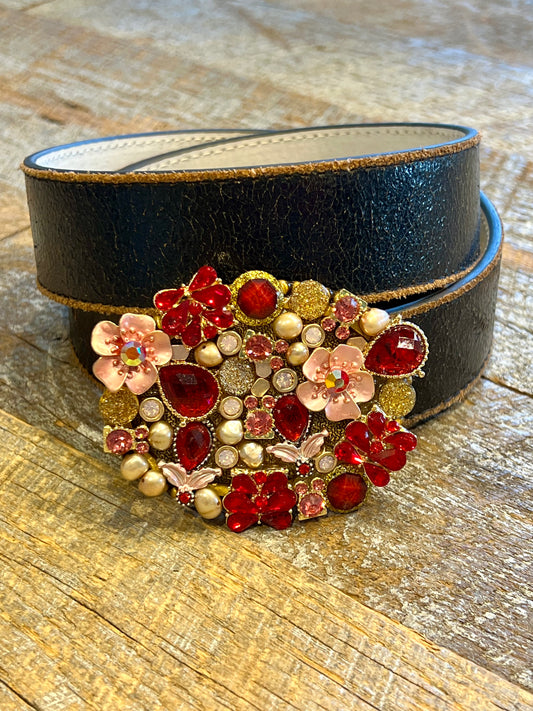 Belt Buckle / Mosaic Red and Pink - Stacy Bradley Design