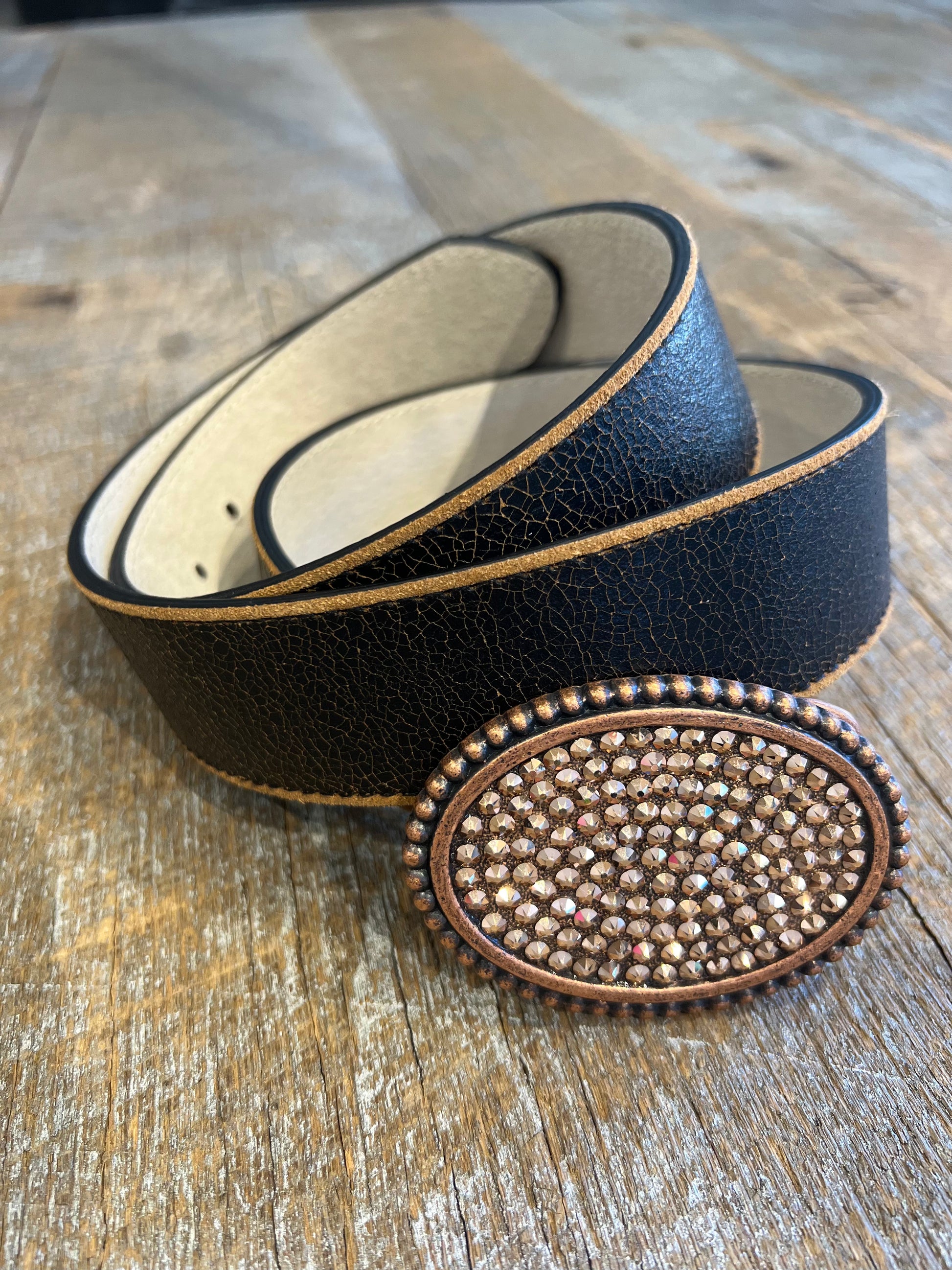 Belt Buckle / Rose Gold Swarovski Crystals - Stacy Bradley Design