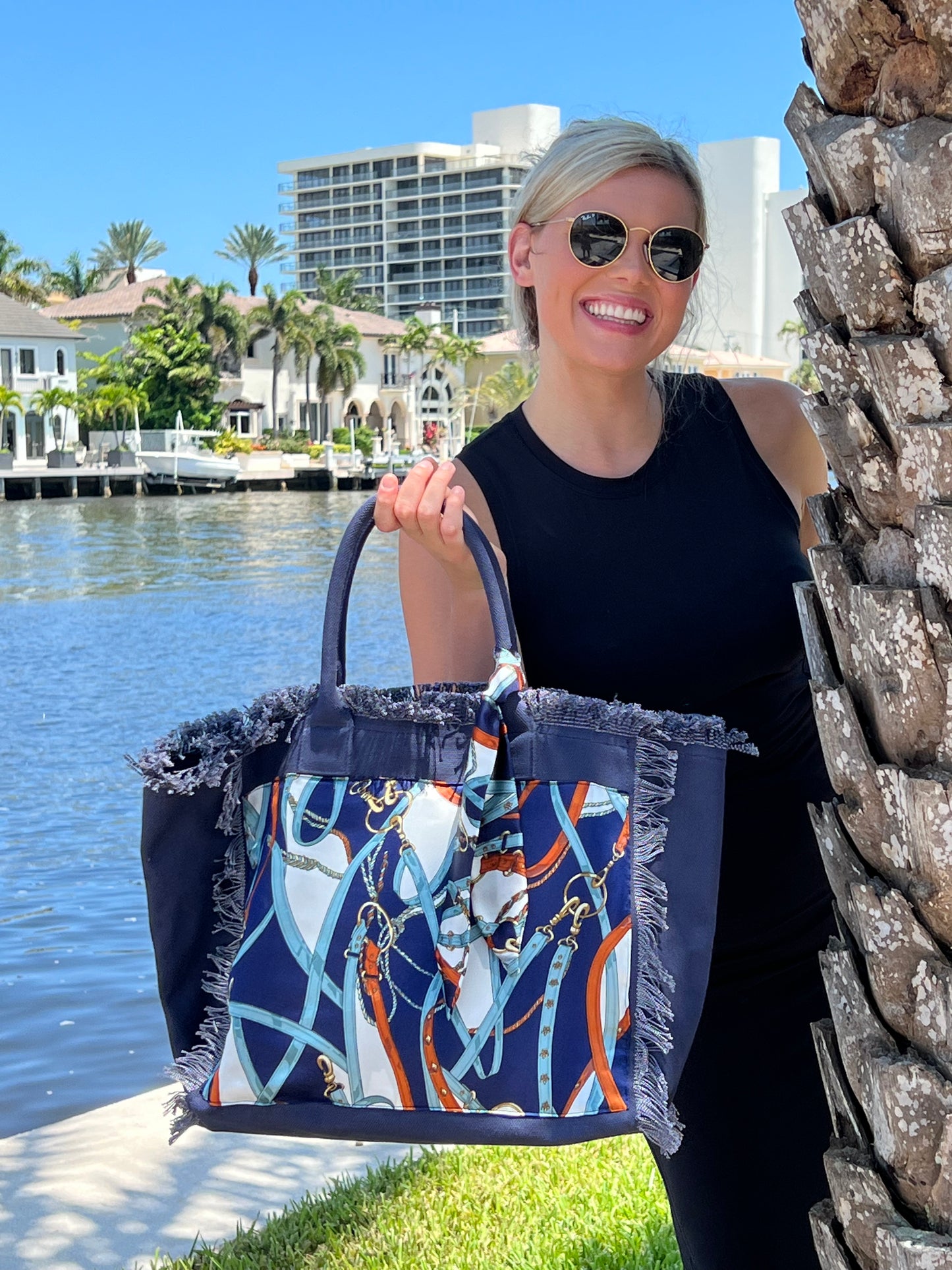 Tote Bag / Navy Straps - Stacy Bradley Design