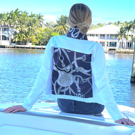 The White Denim Jacket / Silver Equestian - Stacy Bradley Design