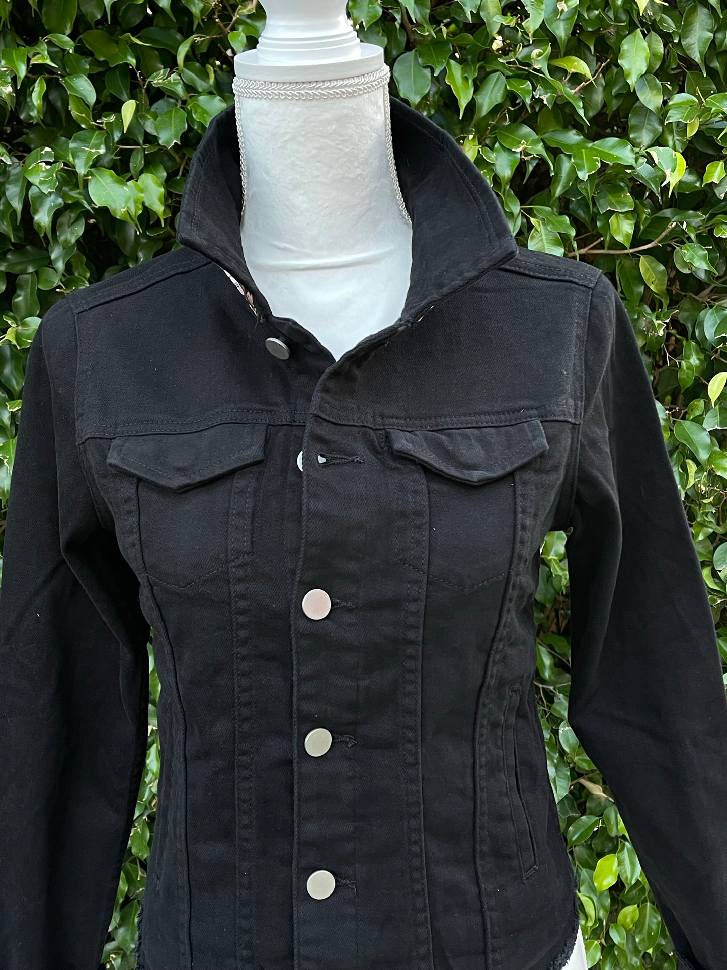 The Black Denim Jacket / Blue Flower on Black / Wholesale - Stacy Bradley Design