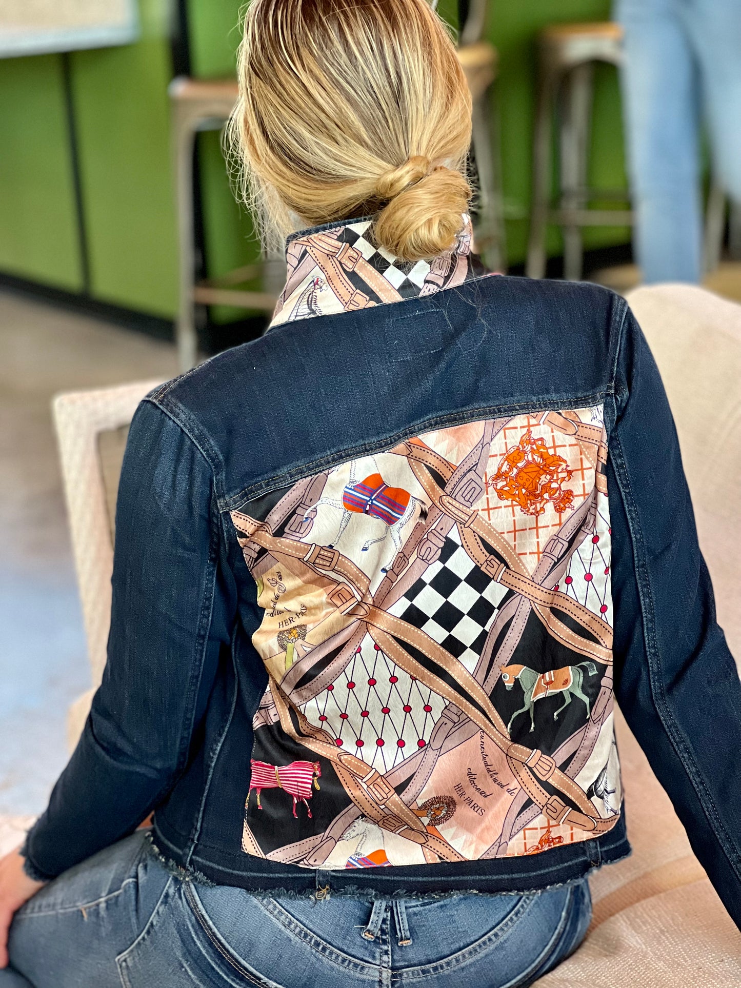 The Dark Denim Jacket / Designer Horse with Straps / wholesale - Stacy Bradley Design
