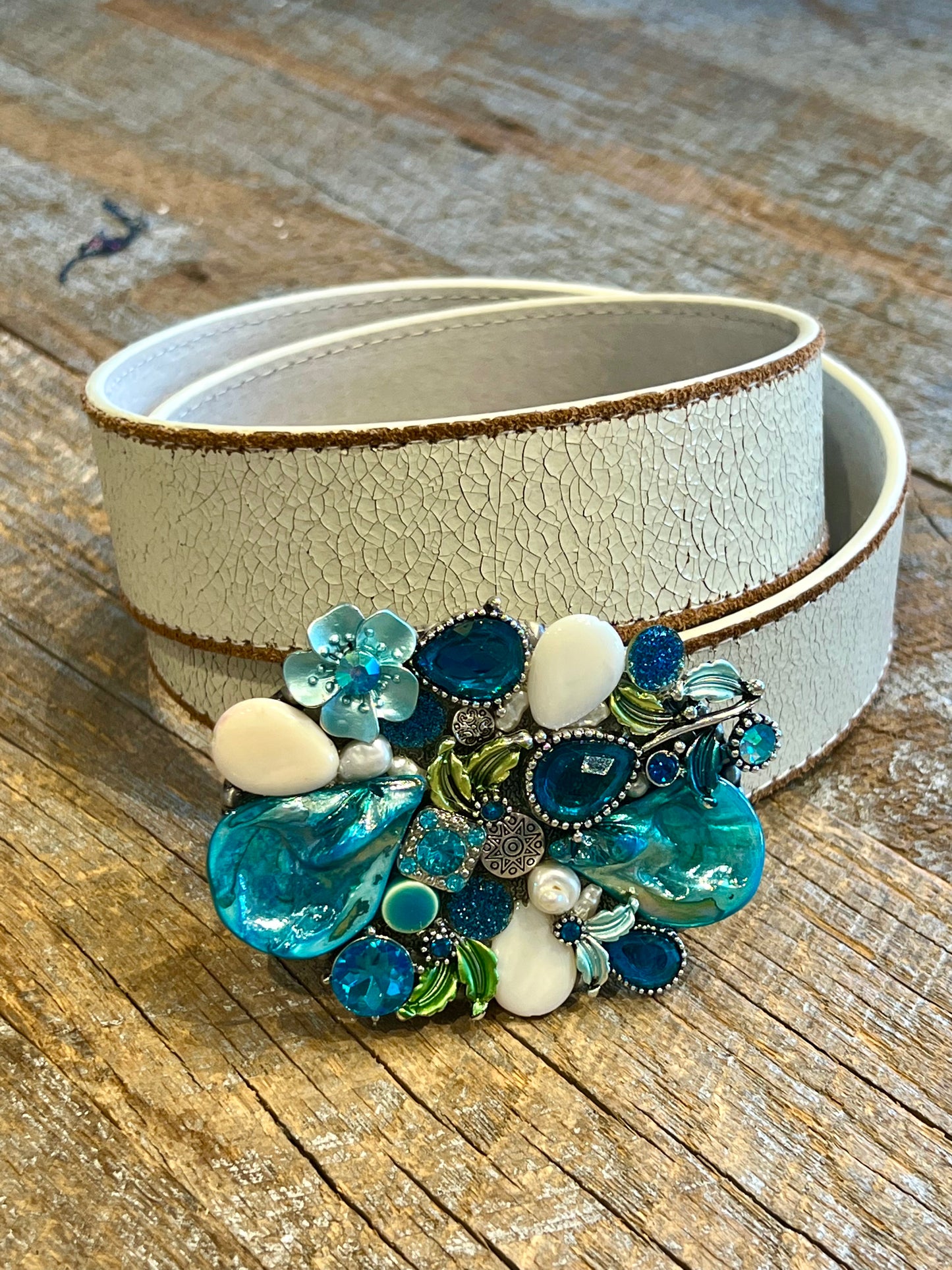 Belt Buckle / Mosaic Aqua Blues - Stacy Bradley Design
