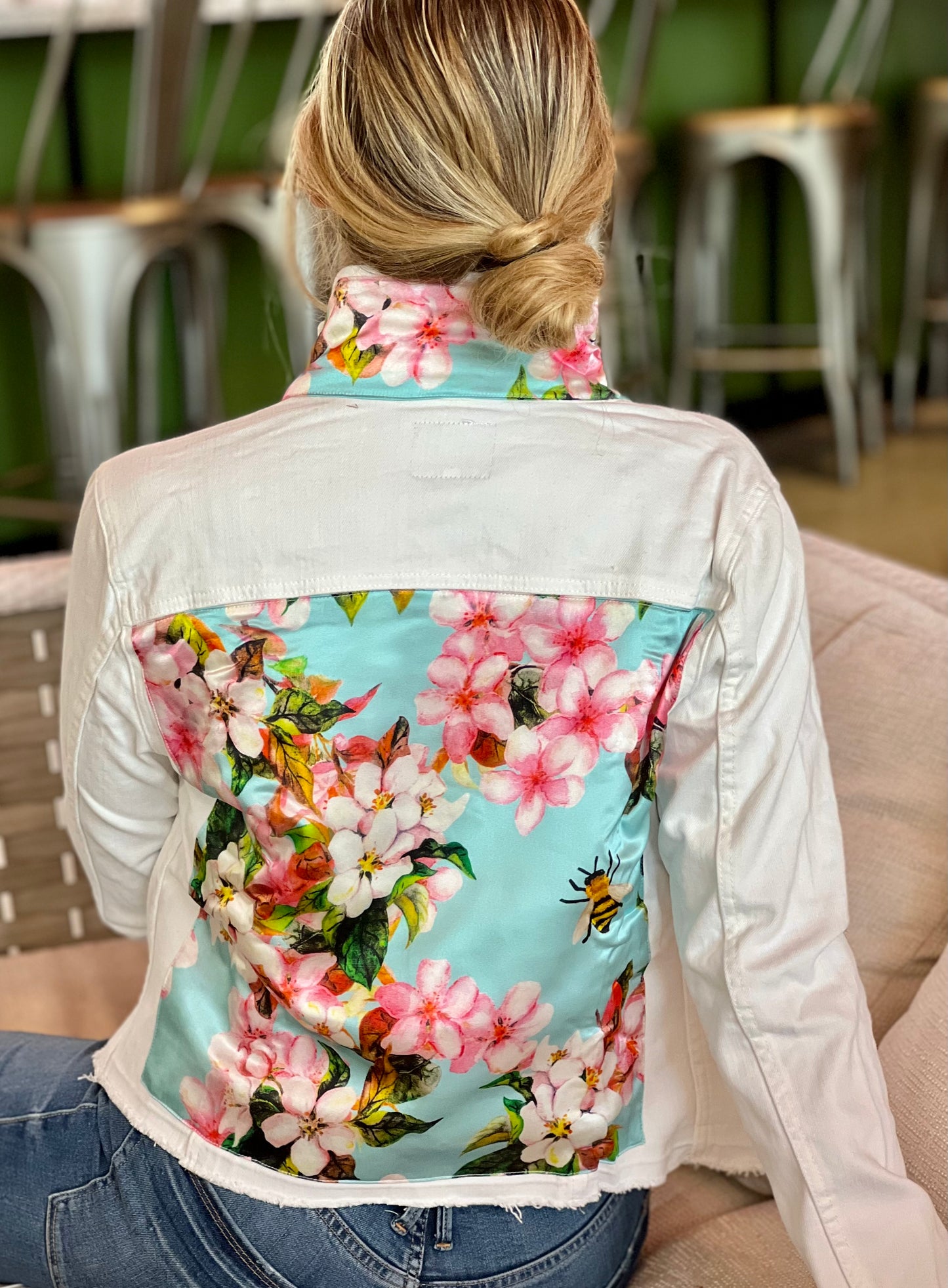 The White Denim Jacket / Bumble Bee / Wholesale - Stacy Bradley Design
