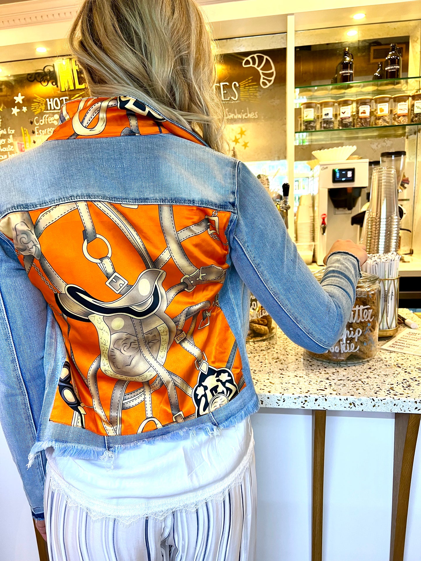 The Light Denim Jacket / Orange Equestrian - Stacy Bradley Design