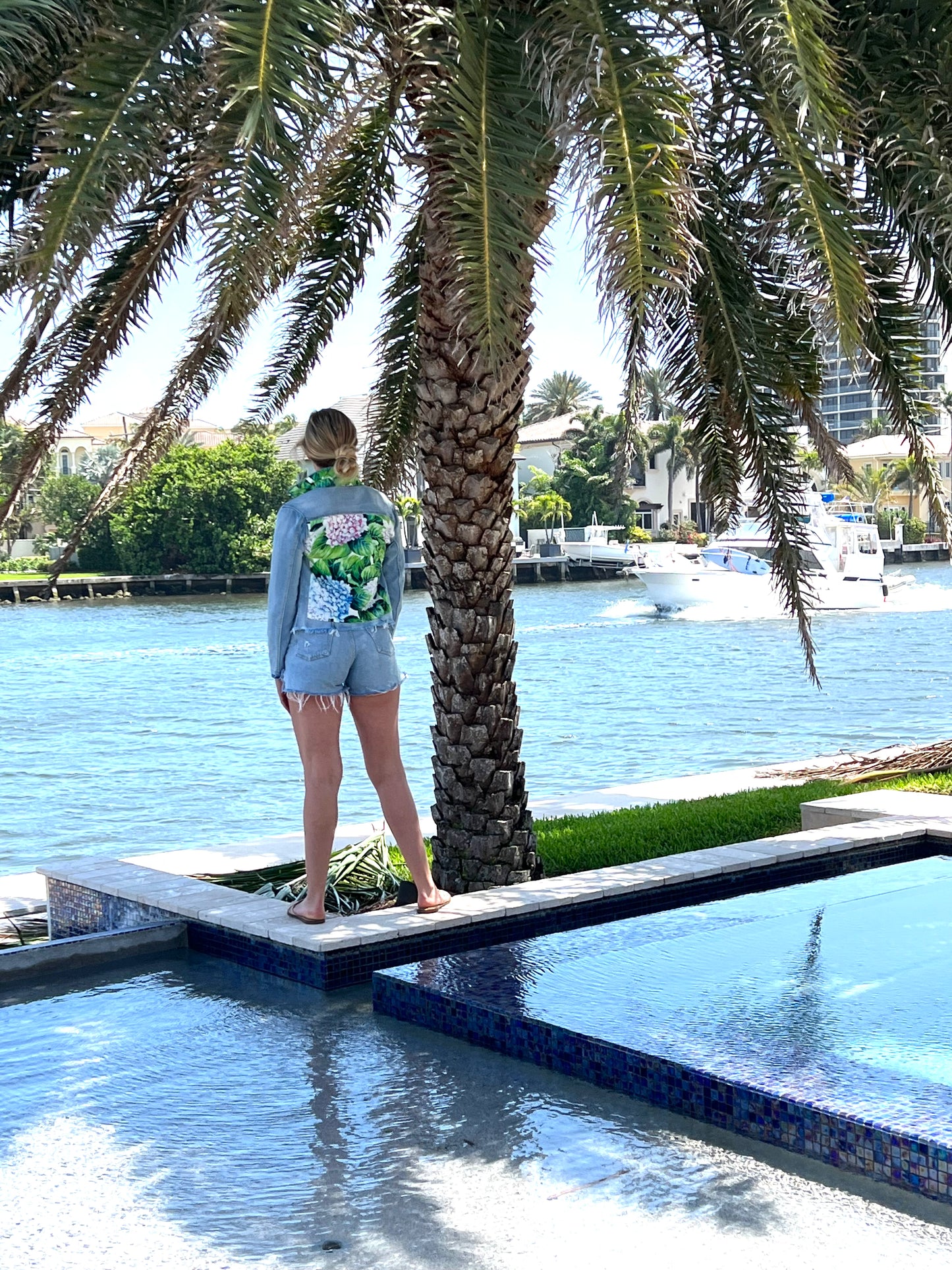 The Light Denim Jacket / Green Leaf Hydrangea / Wholesale - Stacy Bradley Design