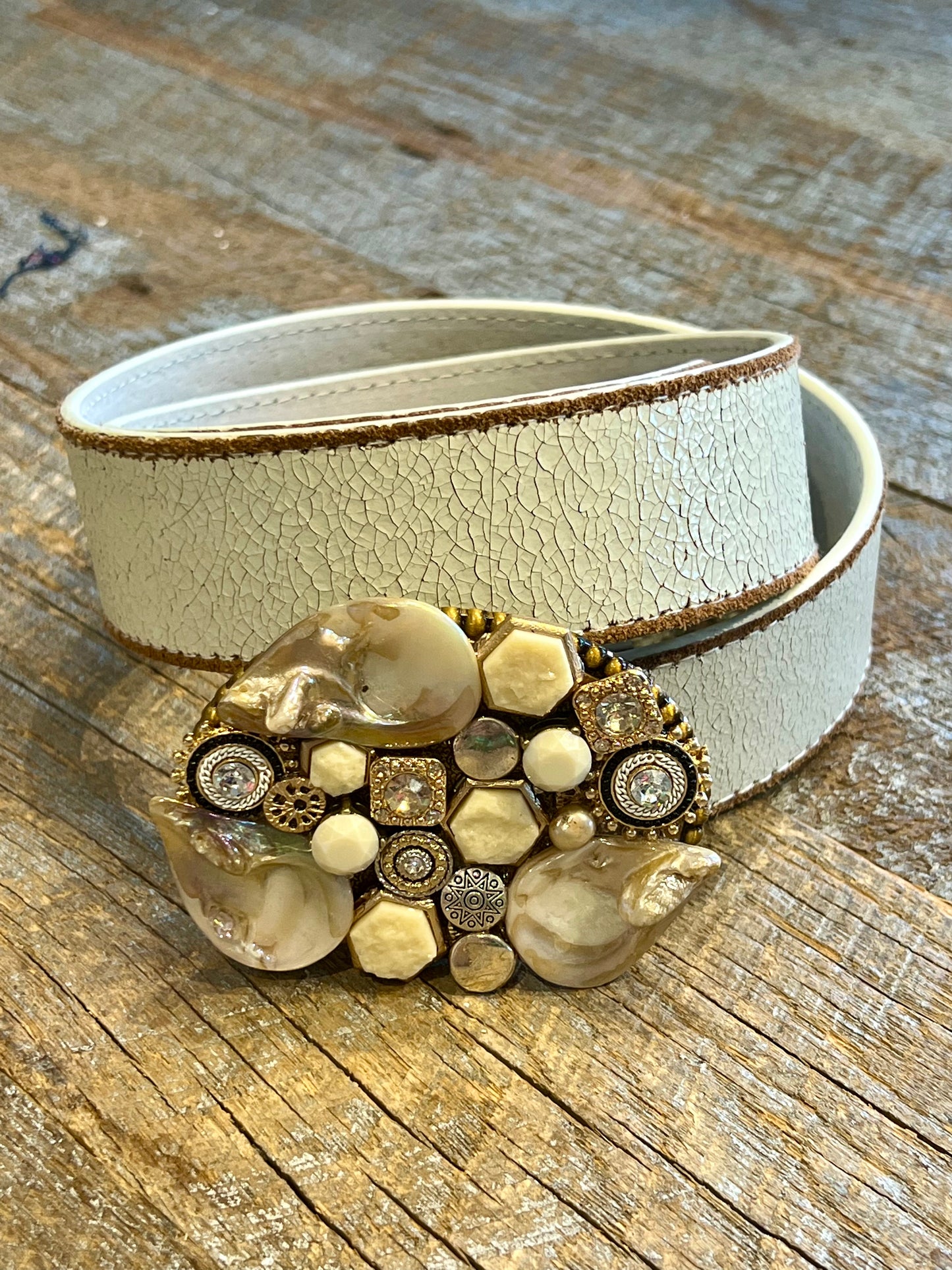 Belt Buckle / Mosaic Mix of Creams - Stacy Bradley Design