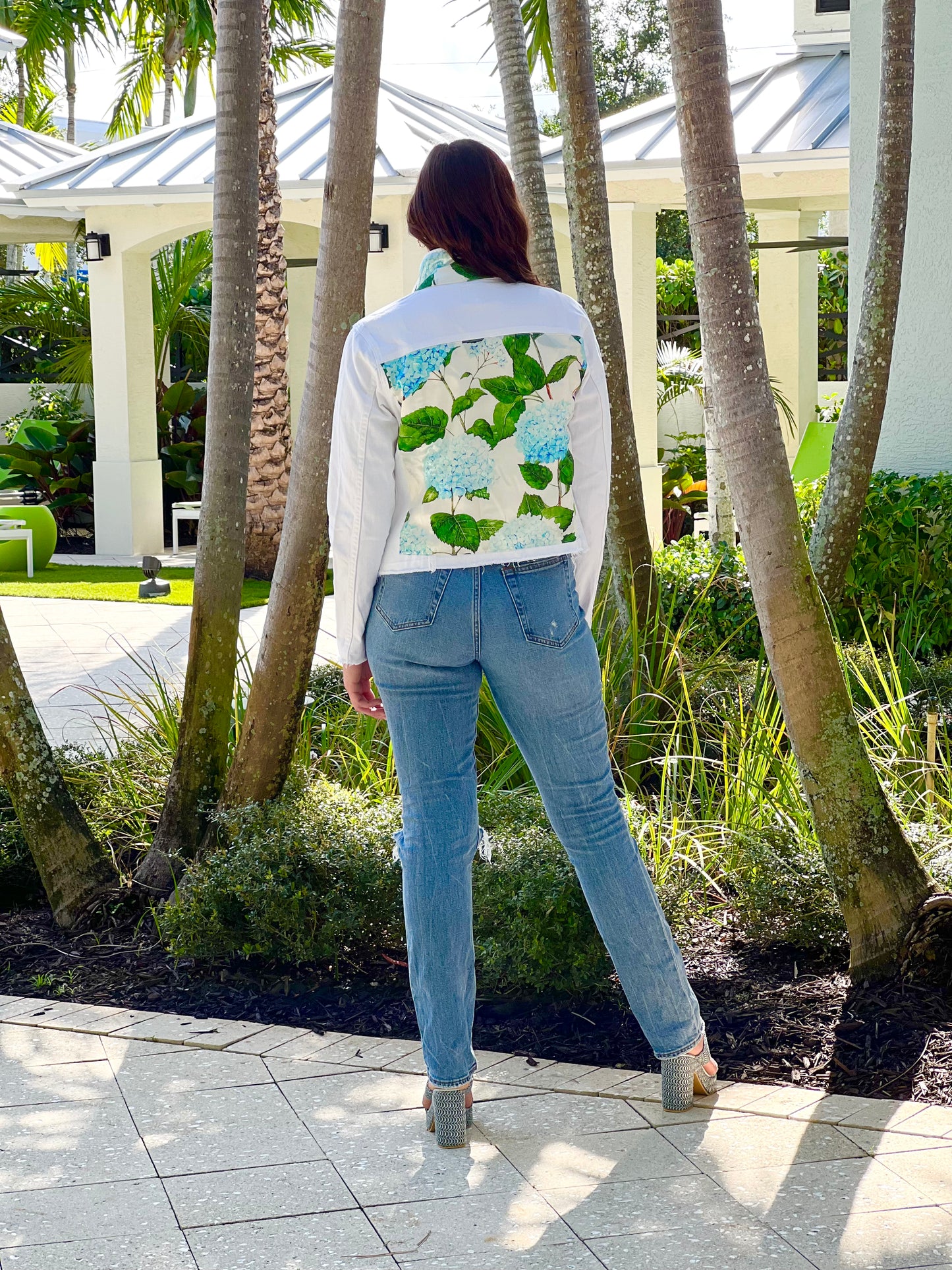 The White Denim Jacket / Blue Hydrangea / Wholesale - Stacy Bradley Design