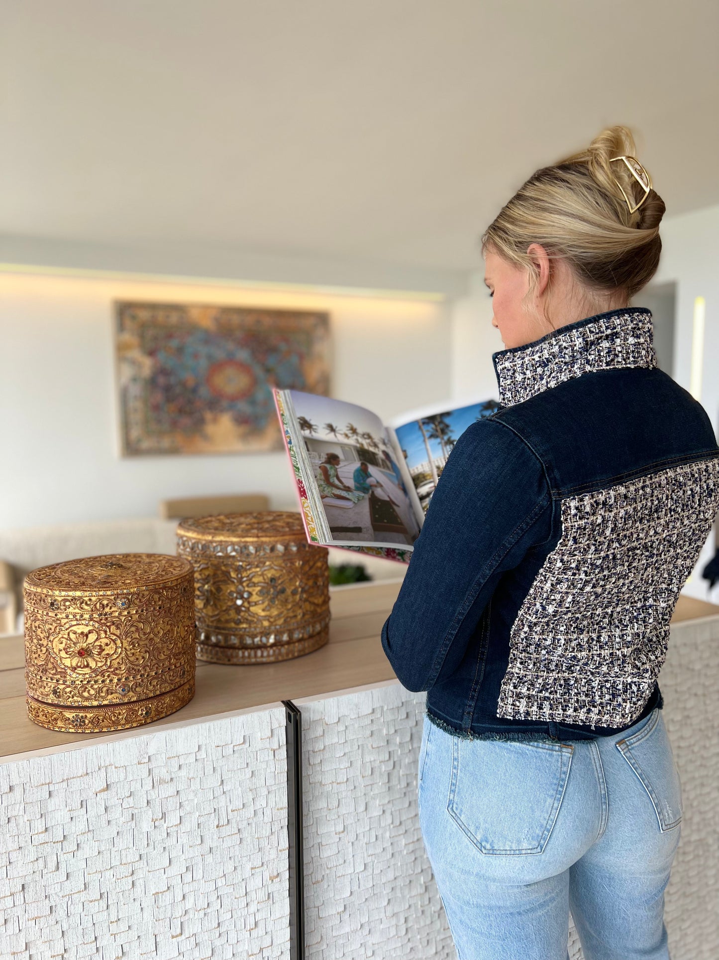 The Dark Denim Jacket / Tweed Navy and White / Wholesale - Stacy Bradley Design