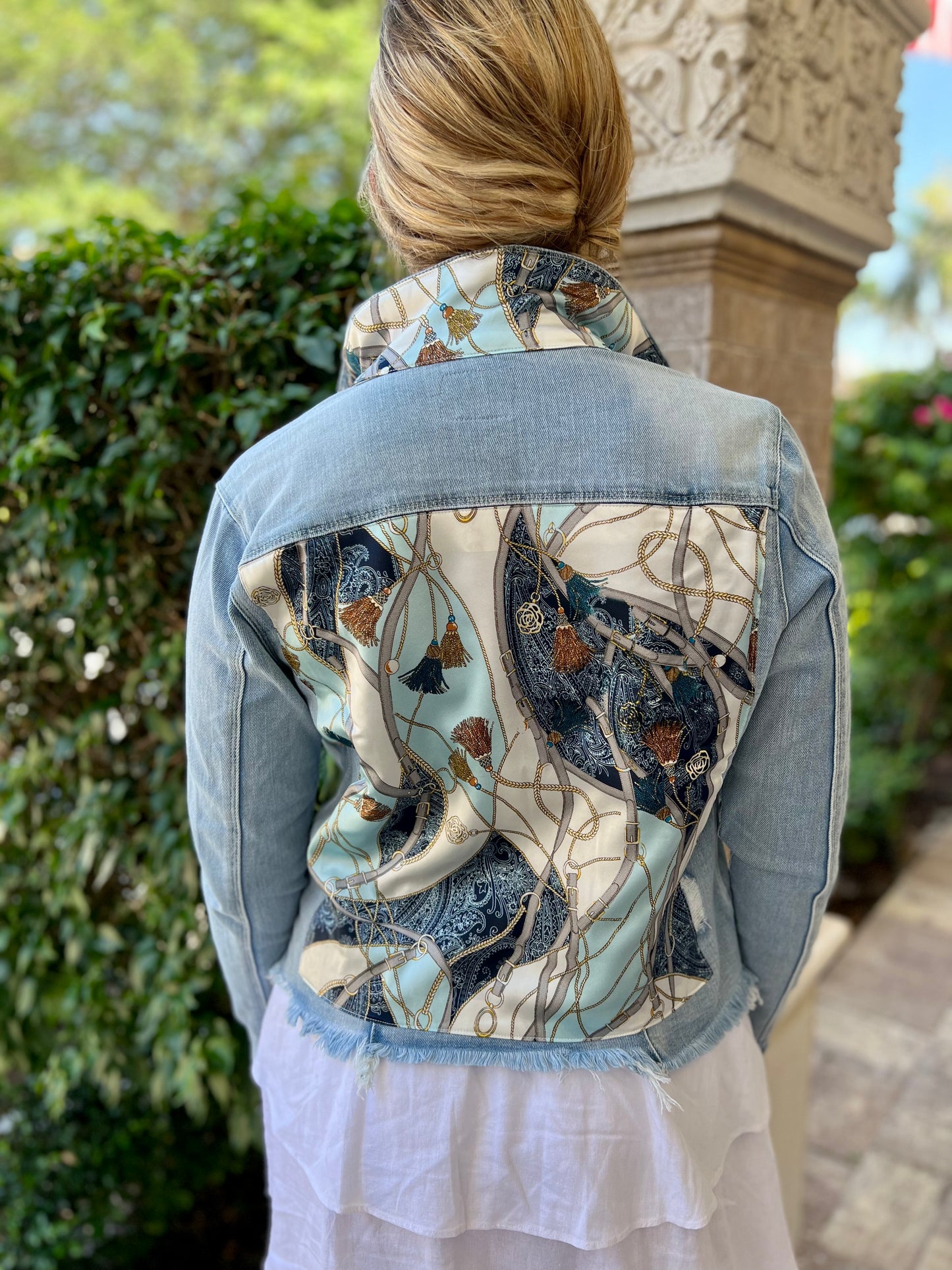 The Light Demin Jacket / Teal and Tassels / Wholesale - Stacy Bradley Design