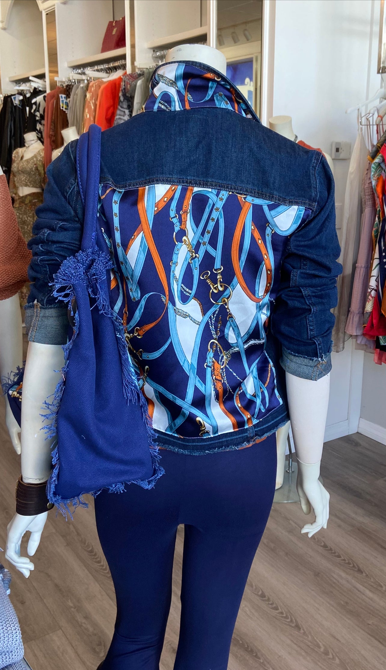 The Dark Denim Jacket / Navy Straps - Stacy Bradley Design