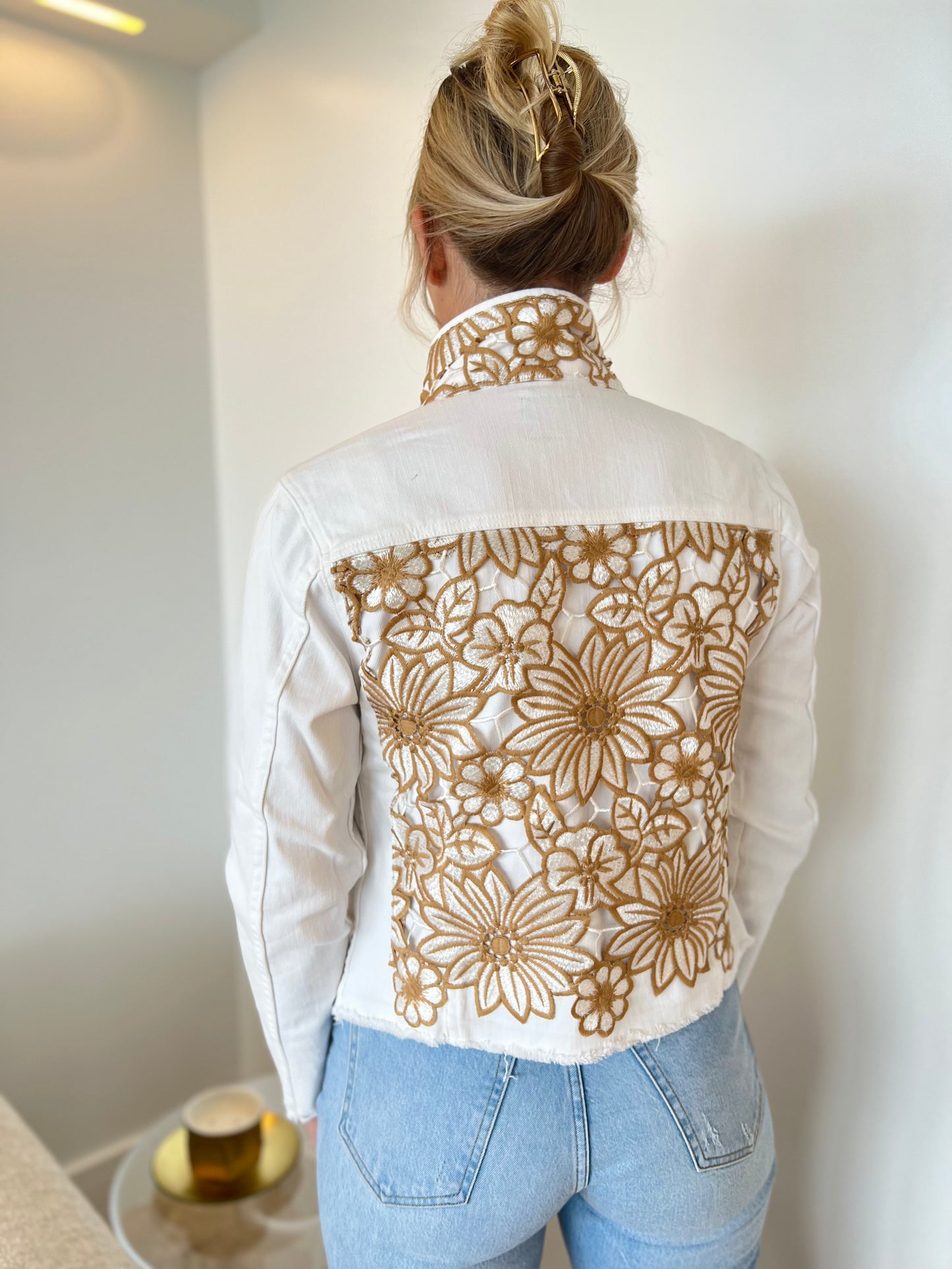 The White Denim Jacket / White Woven Design / weholesale - Stacy Bradley Design