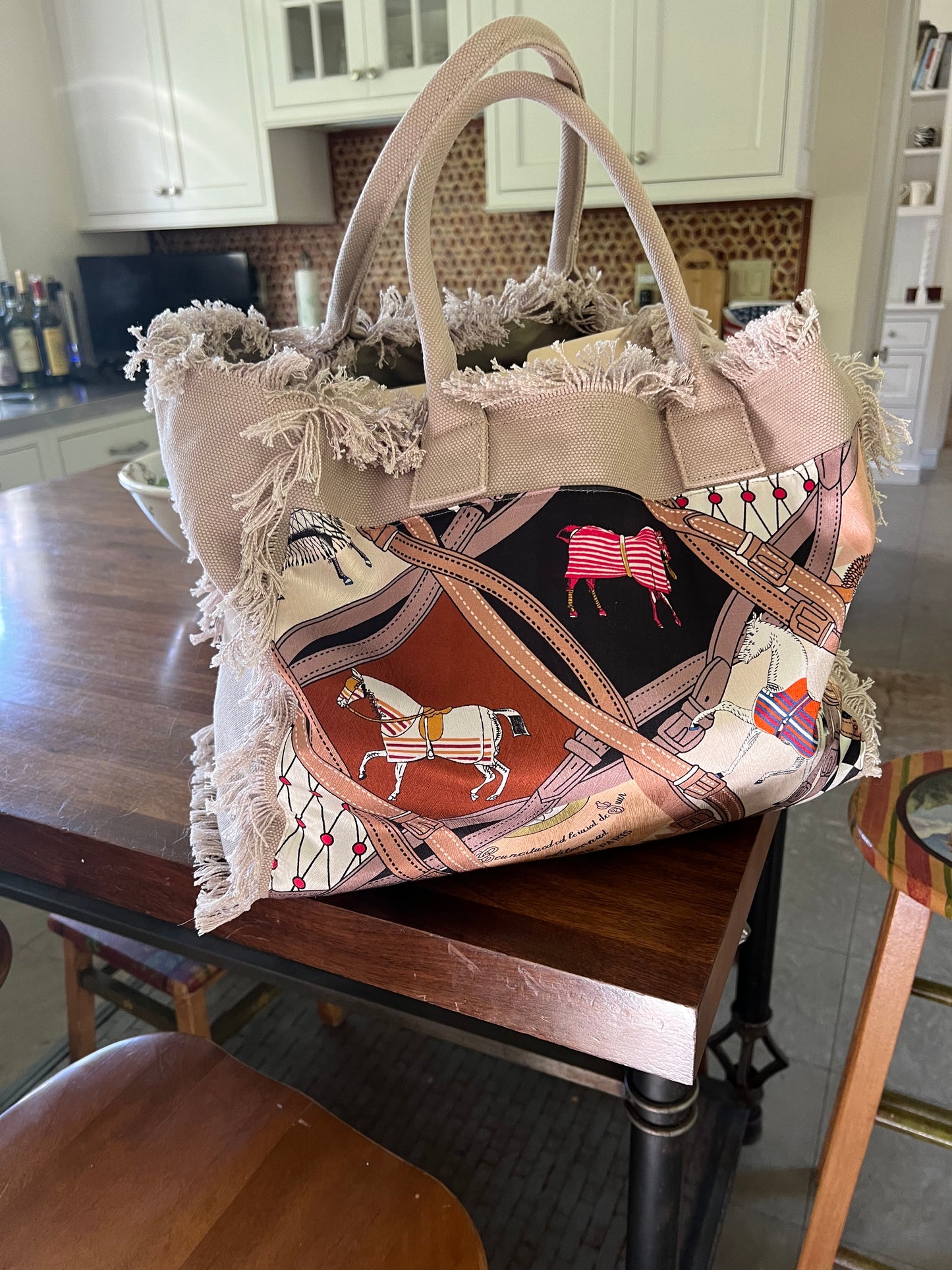 Tote Bag / Light Taupe / Horse with Straps - Stacy Bradley Design