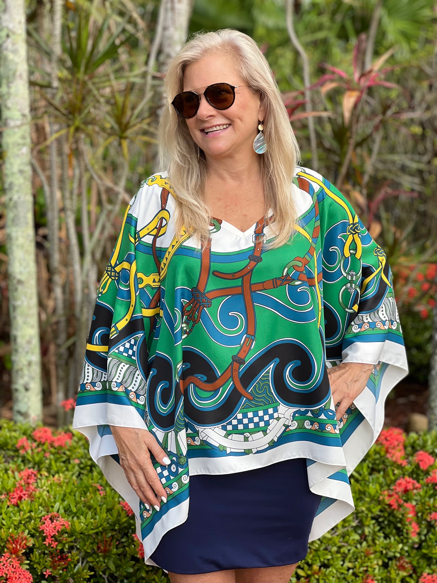 Tunic / Green Swirl and Straps / wholesale - Stacy Bradley Design