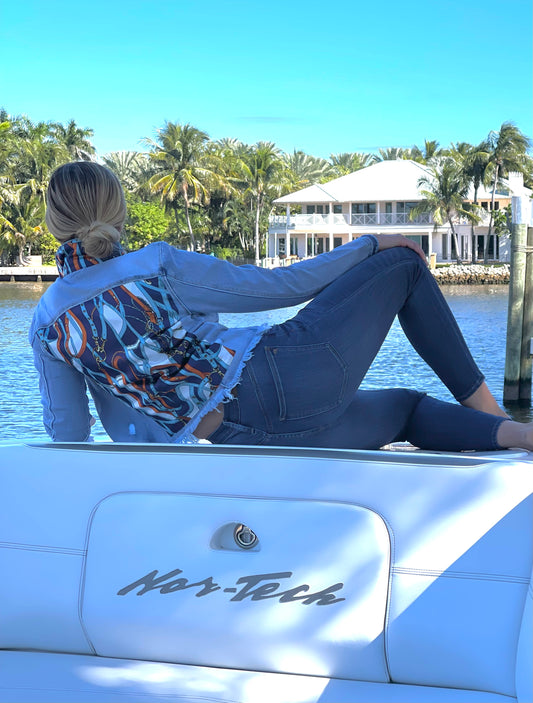 The Light Denim Jacket / Navy Straps - Stacy Bradley Design