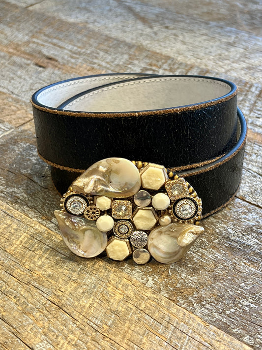 Belt Buckle / Mosaic Mix of Creams - Stacy Bradley Design