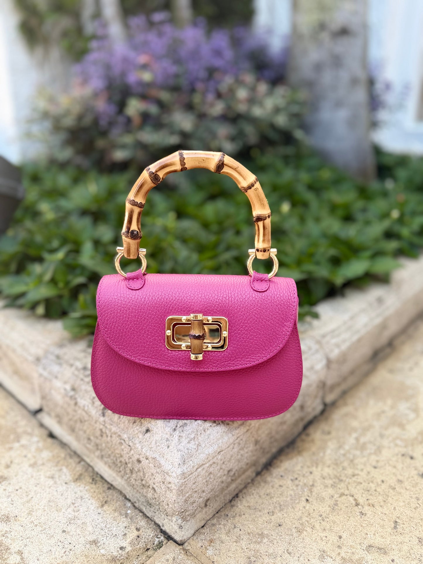 Purse / Como Crossbody Italian Leather / Fushia
