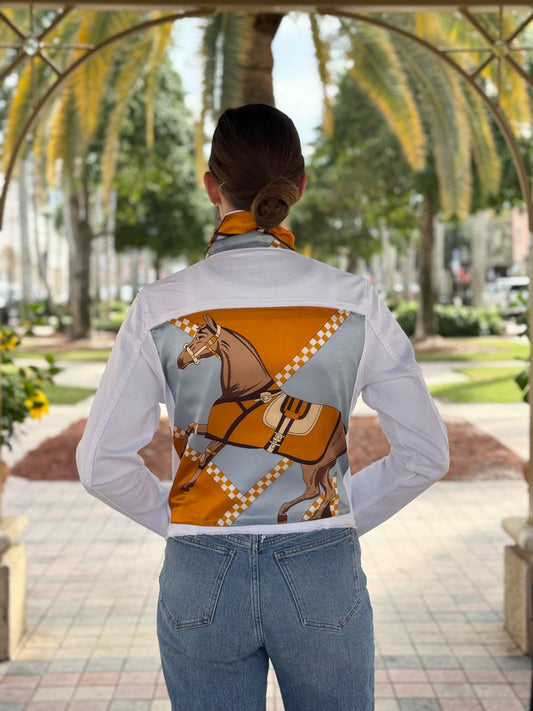 The White Denim Jacket / Silk & Saddle