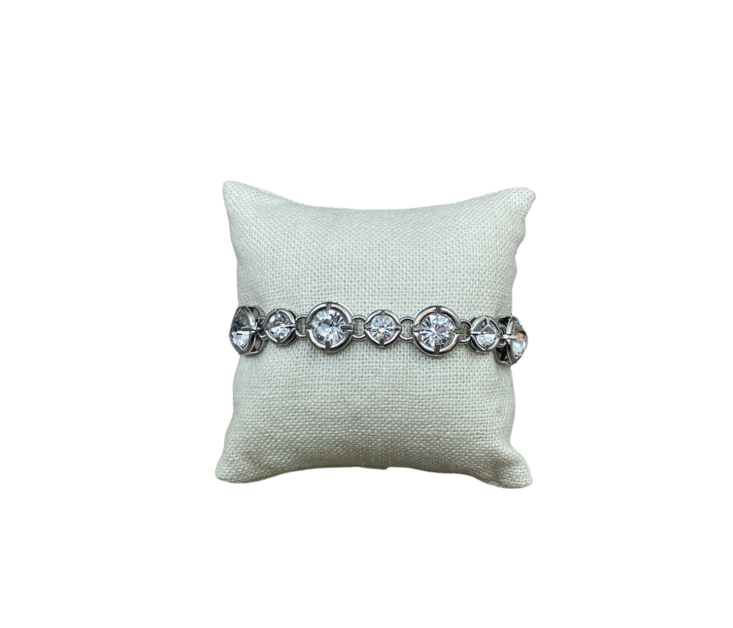 Sterling Plated Chain & Toggle Bracelet with Swarovski Crystal Charm 7.5"