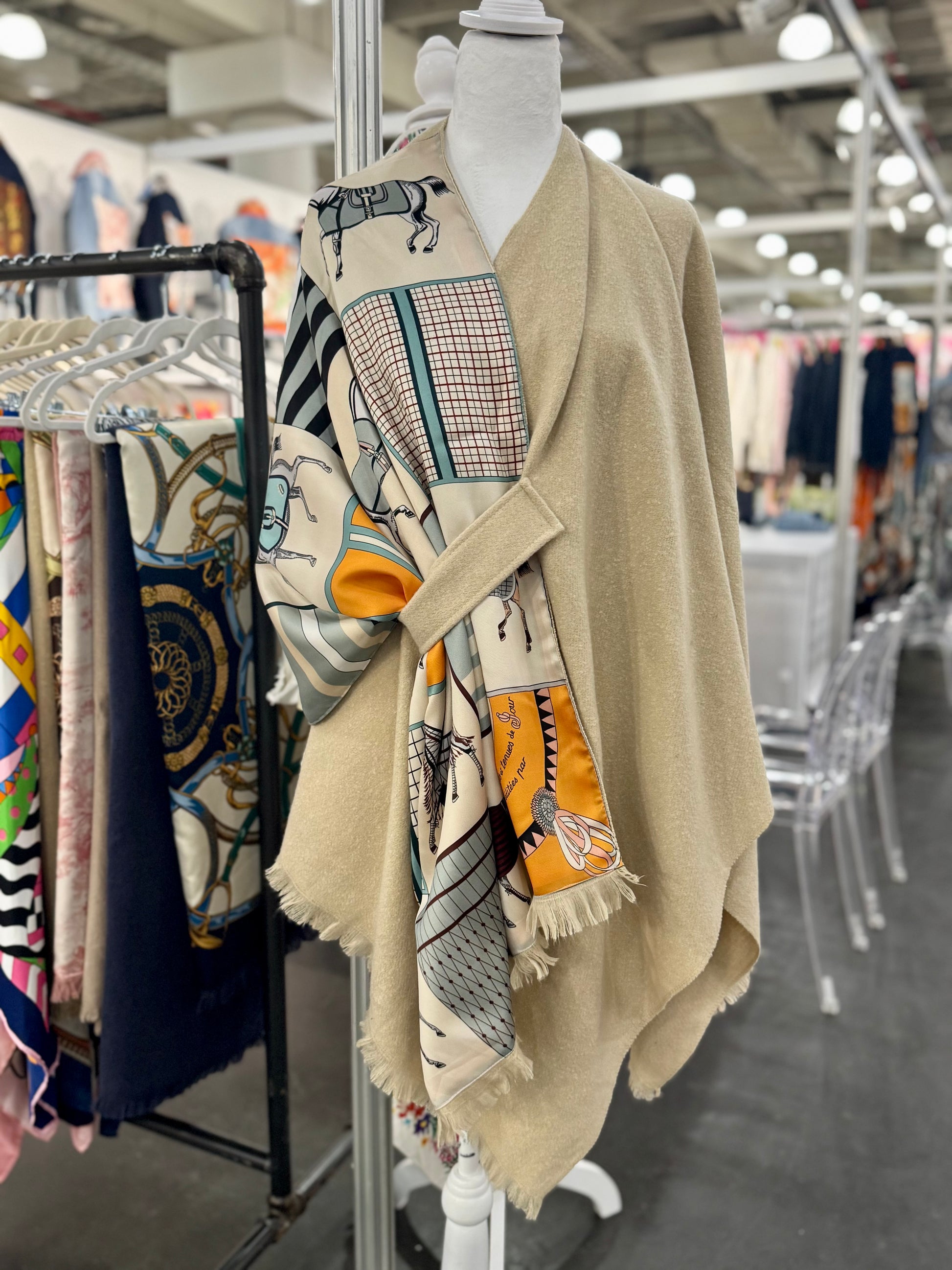 Pull Through Wrap / Blue & Black Horse - Stacy Bradley Design