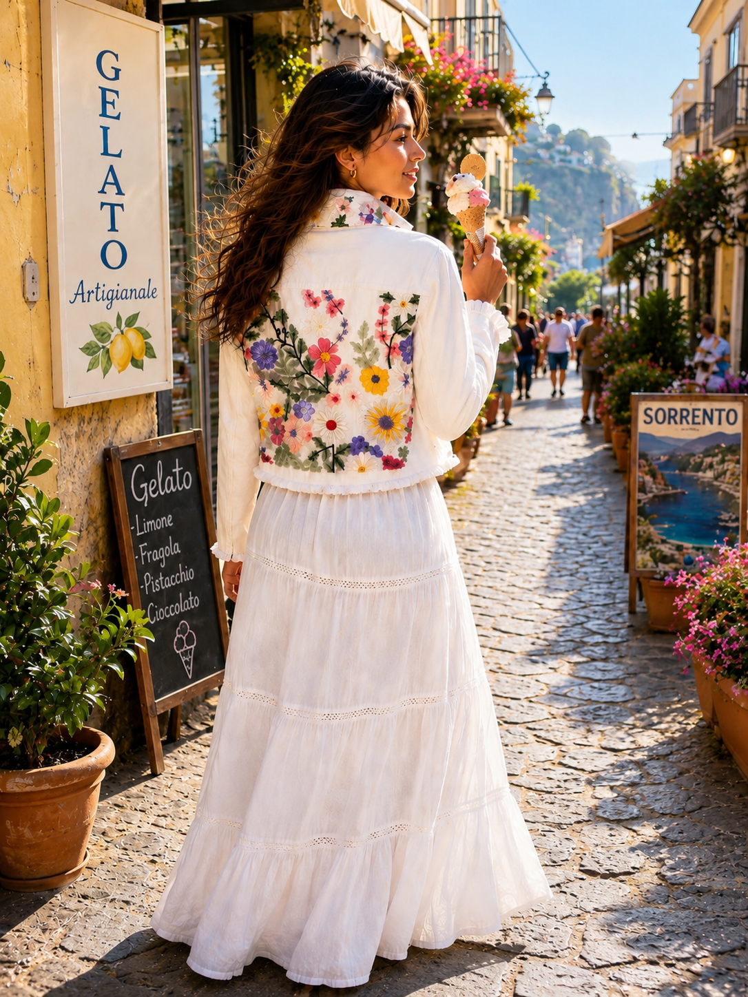The White Denim Jacket / Petals & Lace