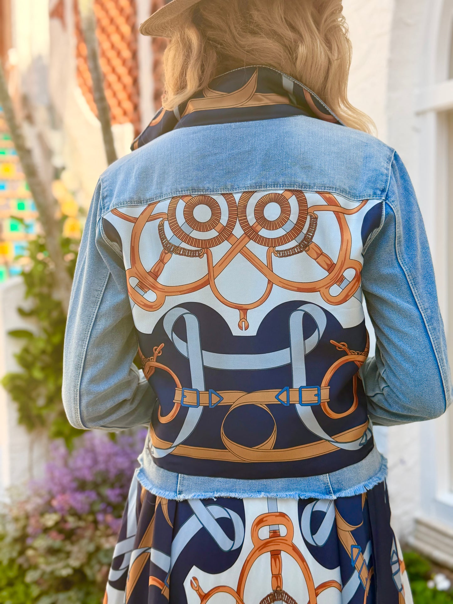 The Light Denim Jacket / Blue Motif with Straps