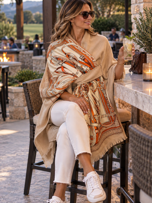 Pull Through Wrap / Beige / Orange Buckle and Strap