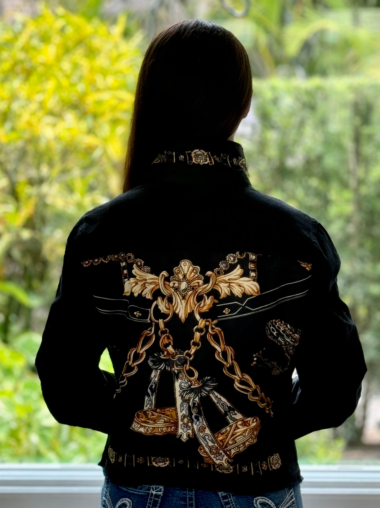 The Black Denim Jacket / Black and Gold