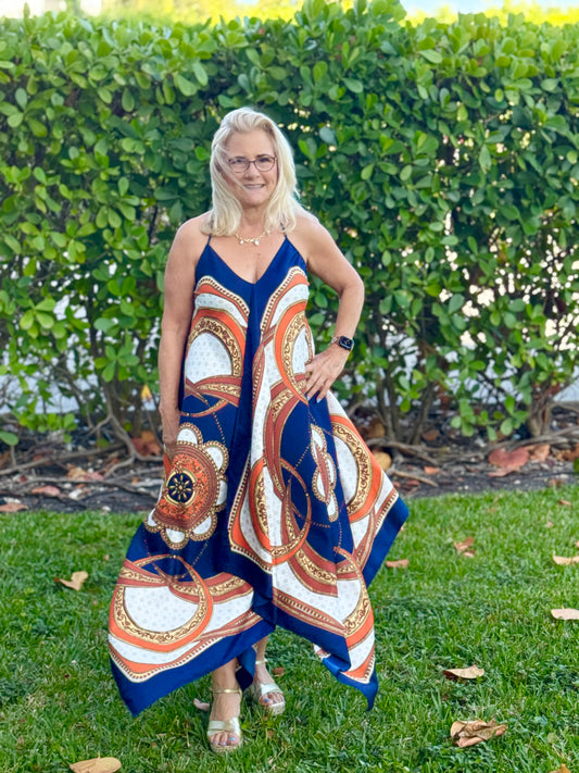 Silk Dress / Navy Elegance