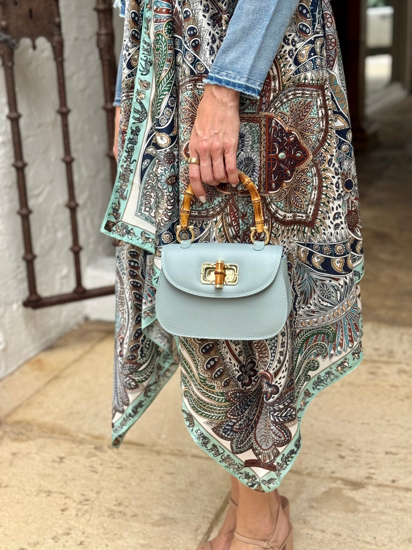 Purse / Como Crossbody Italian Leather / Light Blue - Stacy Bradley Design