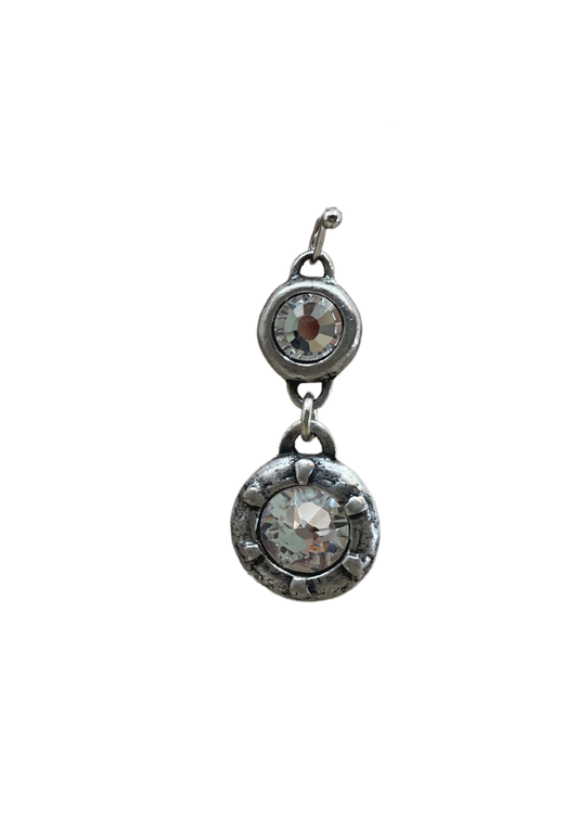 Sterling Plated Double Swarovski Crystal Earrings