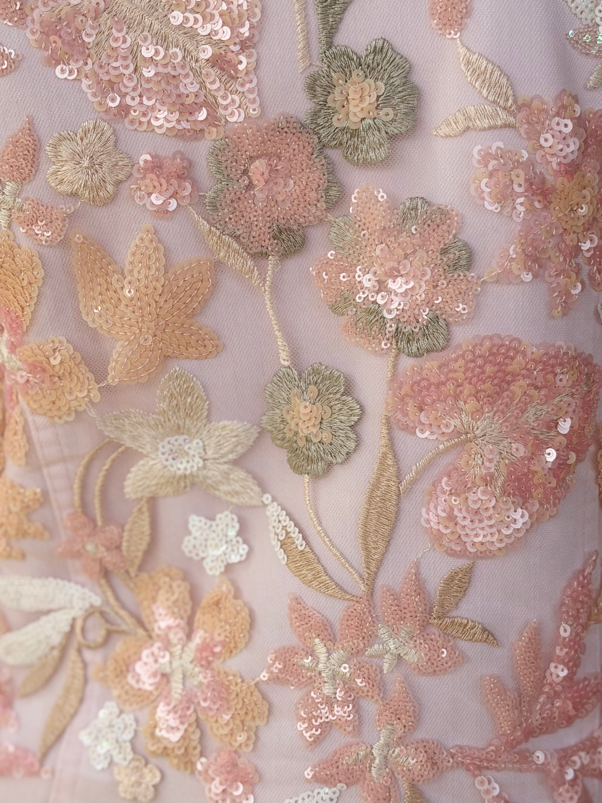 The Pink Denim Jacket / Blush Sequins - Stacy Bradley Design