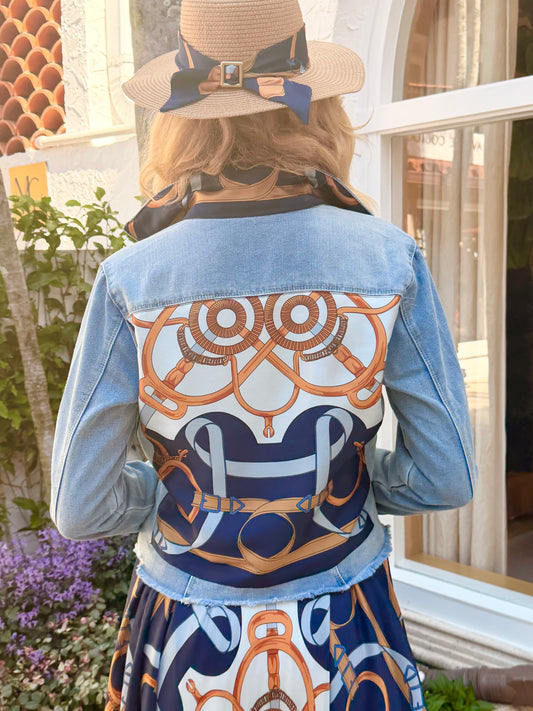 The Light Denim Jacket / Blue Motif with Straps