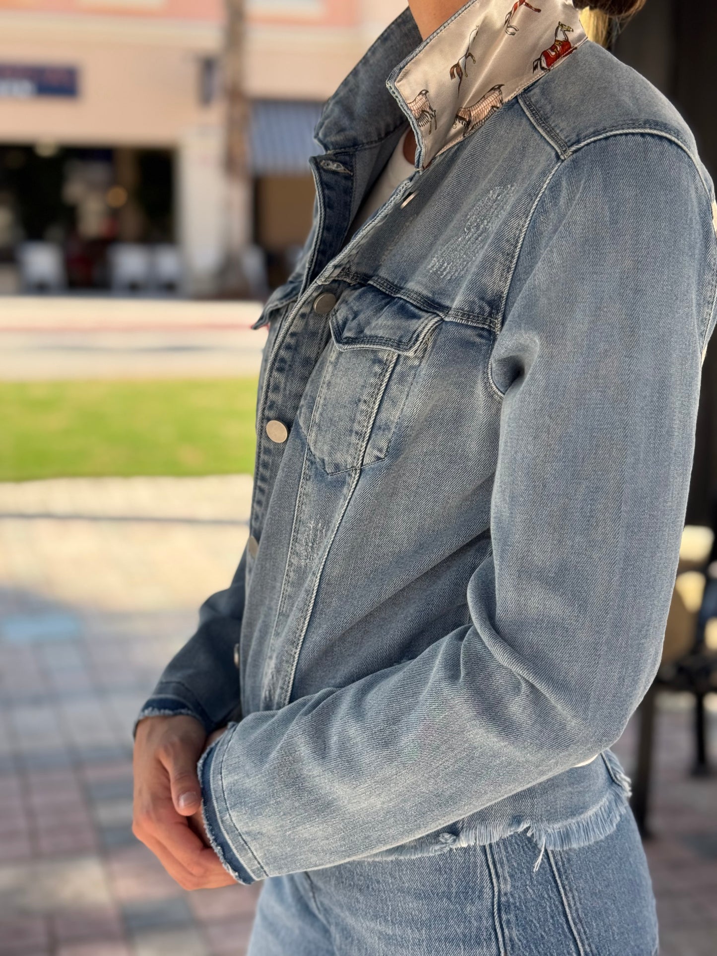 The Light Denim Jacket / Equine Elegance  / Pearl White