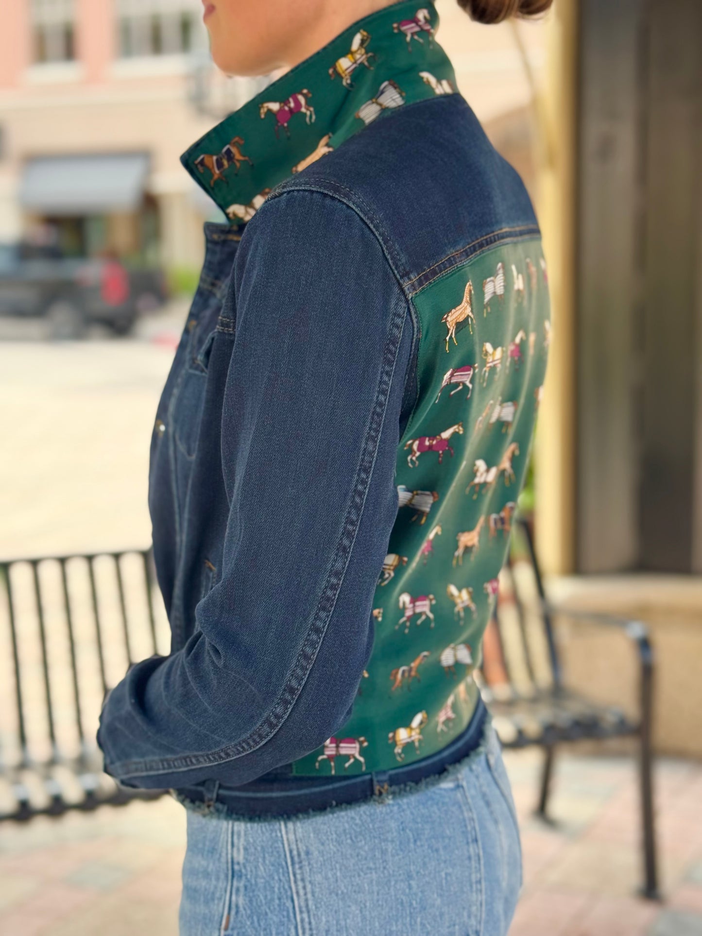 The Dark Denim Jacket / Equine Elegance  / Hunter Green