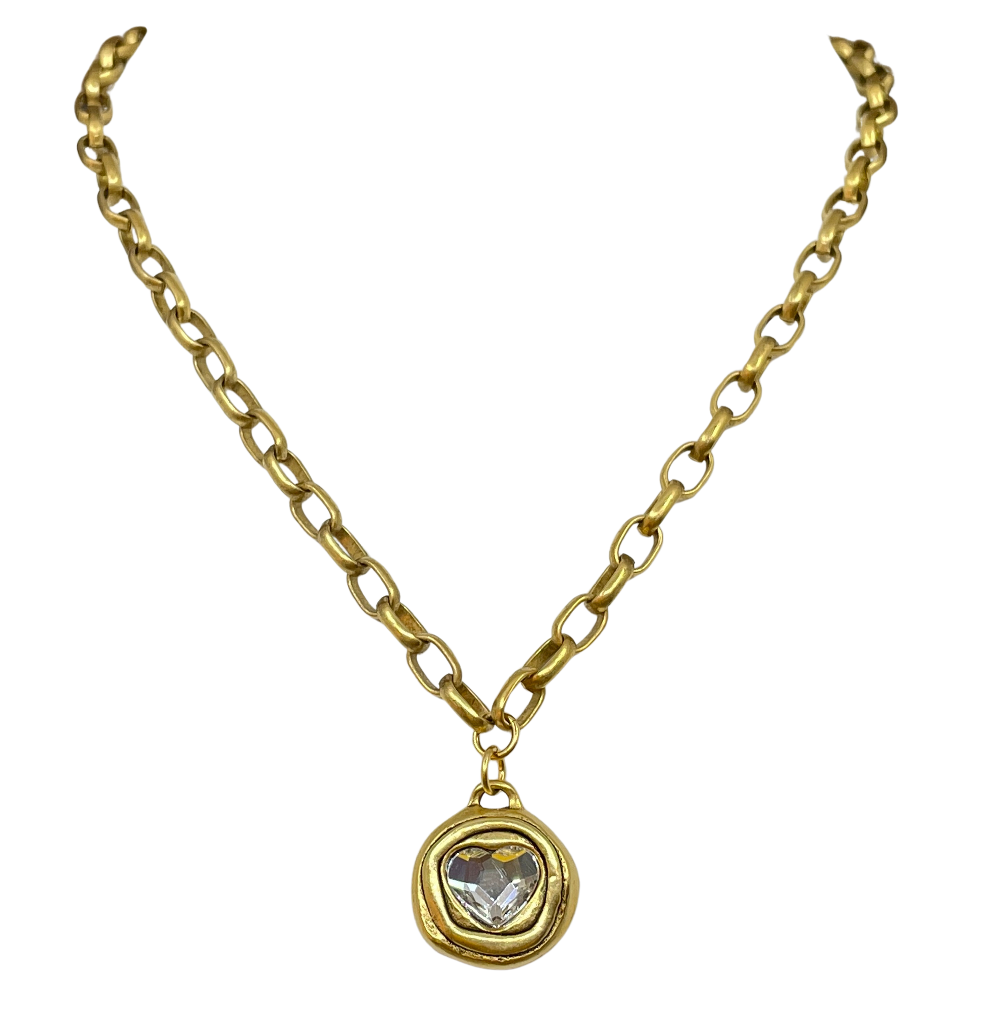 Gold Plated 18" Chain with Swarovski Crystal Heart Pendant - Stacy Bradley Design