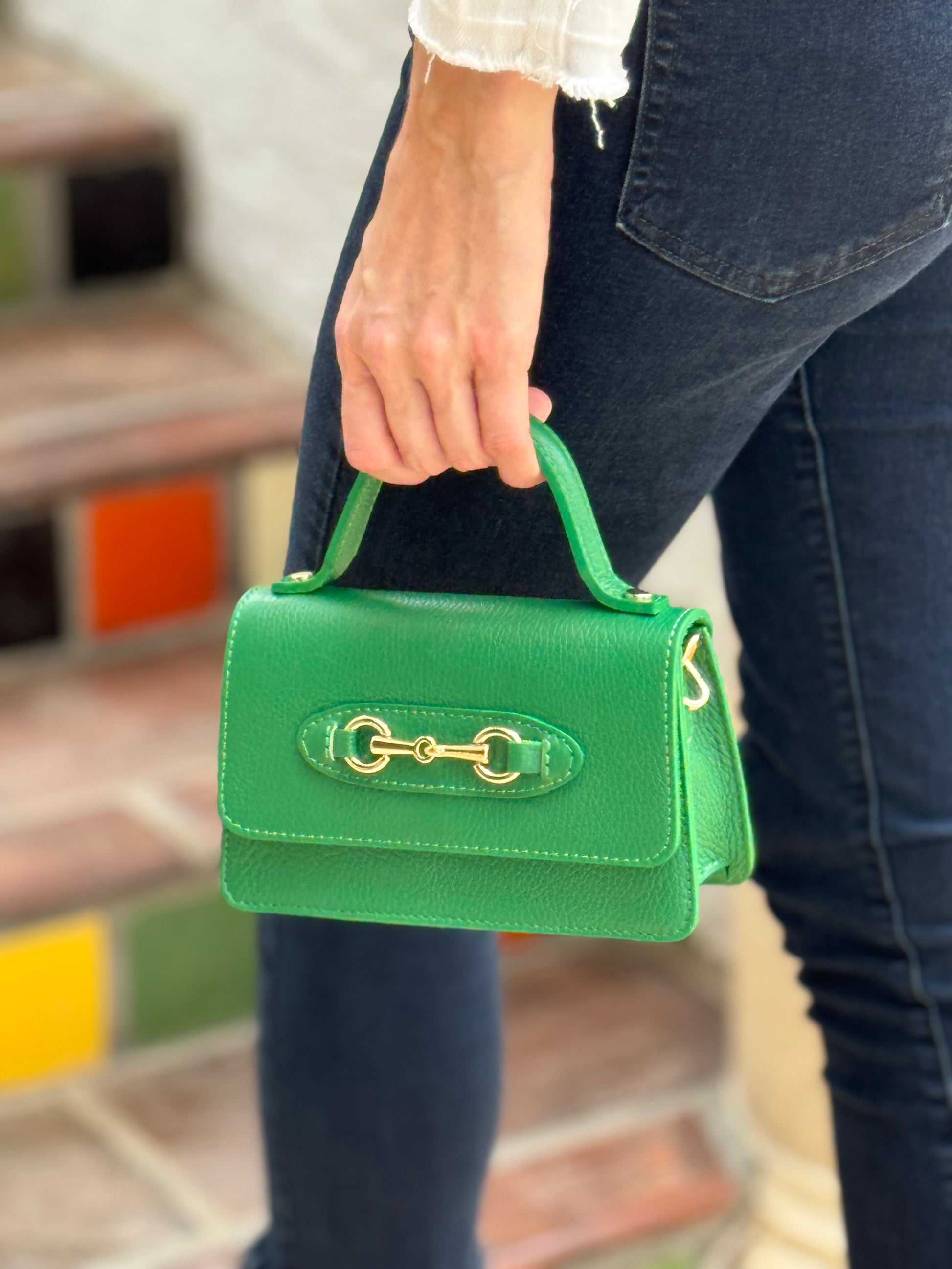 Purse Sorrento Italian Leather Green Stacy Bradley Design