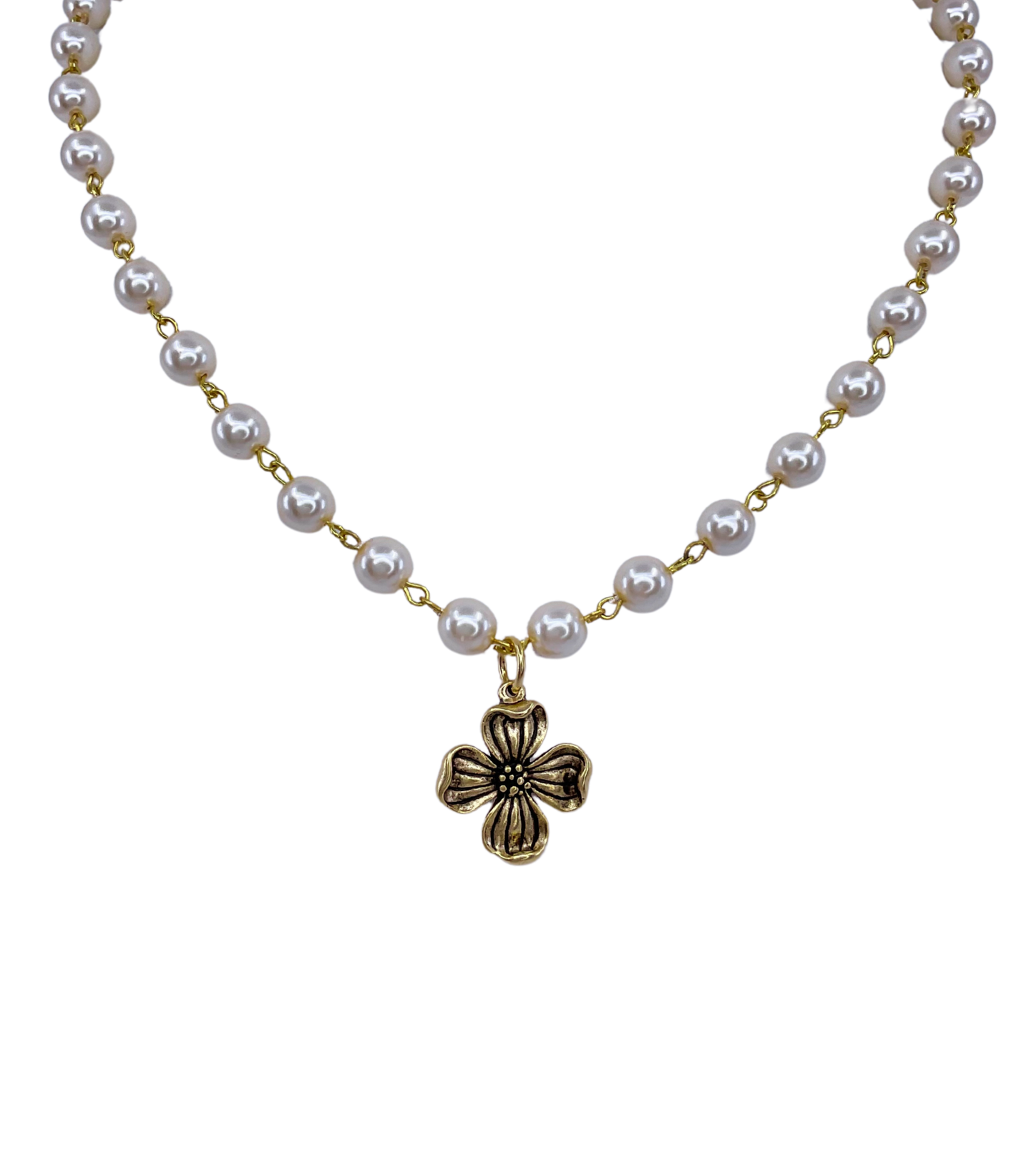 Vintage gold pearl reproduction flower