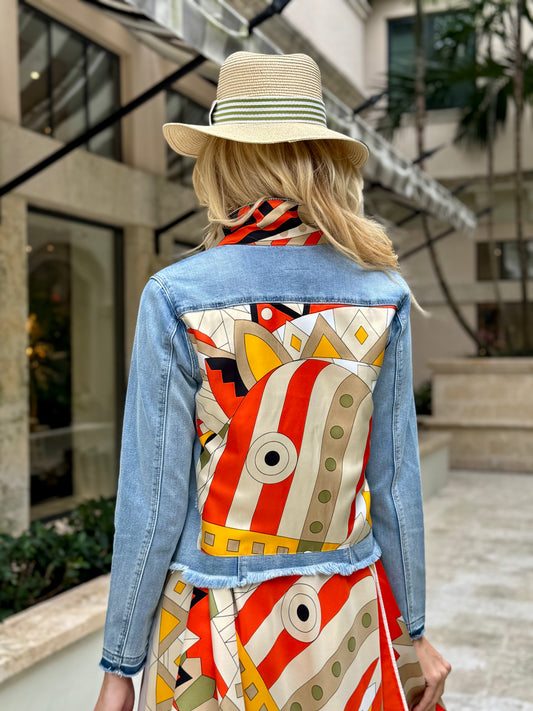 The Light Denim Jacket / Orange and Olive Pucci - Stacy Bradley Design