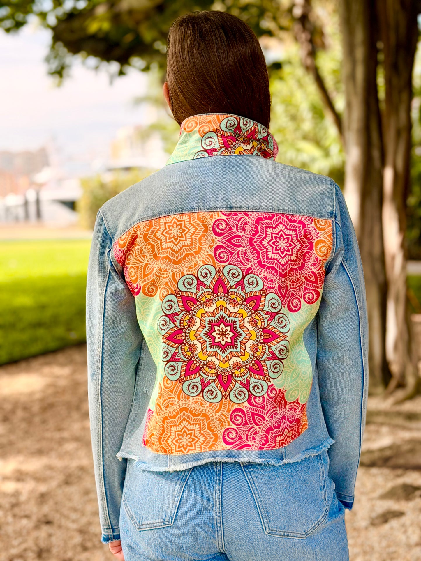 The Light Denim Jacket / Mandala Burst - Stacy Bradley Design