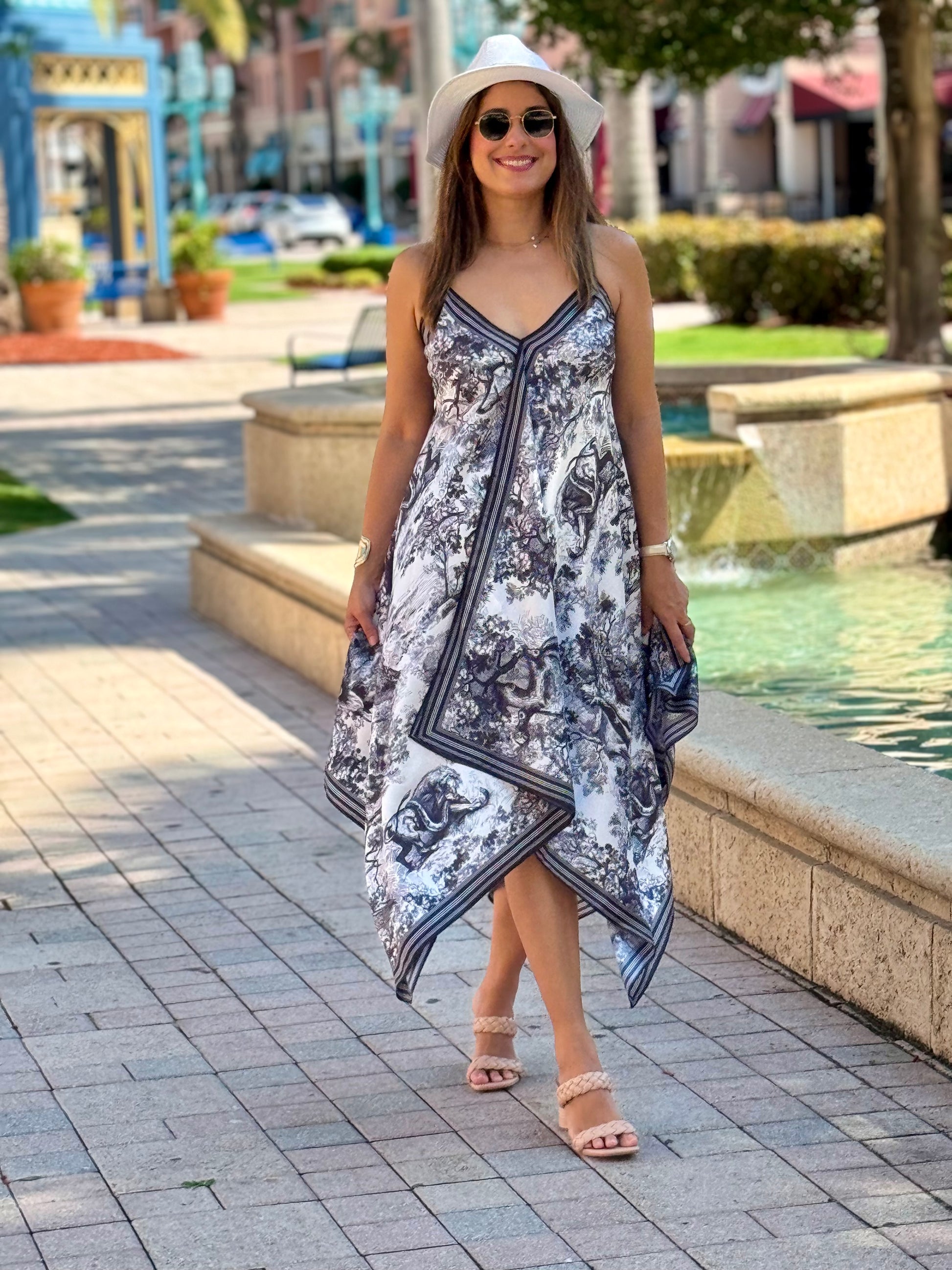 Silk Dress / Black and White Toile Silk Dress / Black and White Toile