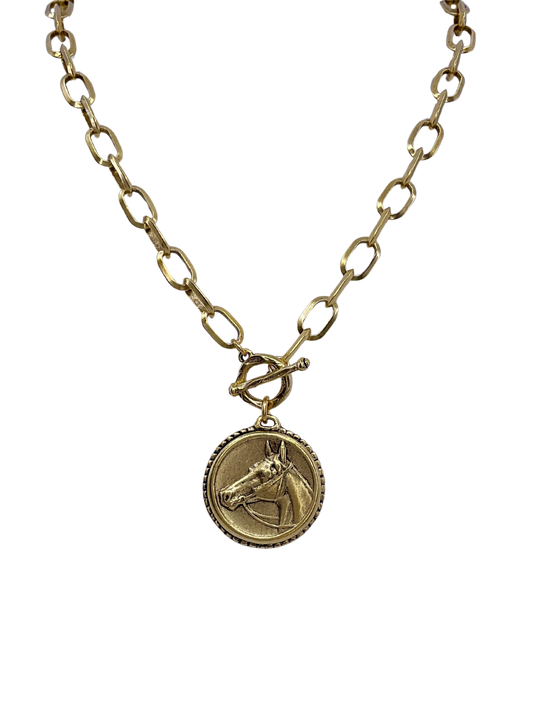 Vintage Reproduction Gold Plated Horse Coin