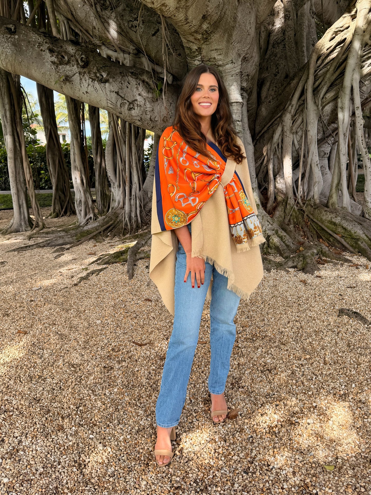 Pull Through Wrap / Beige / Orange Bit